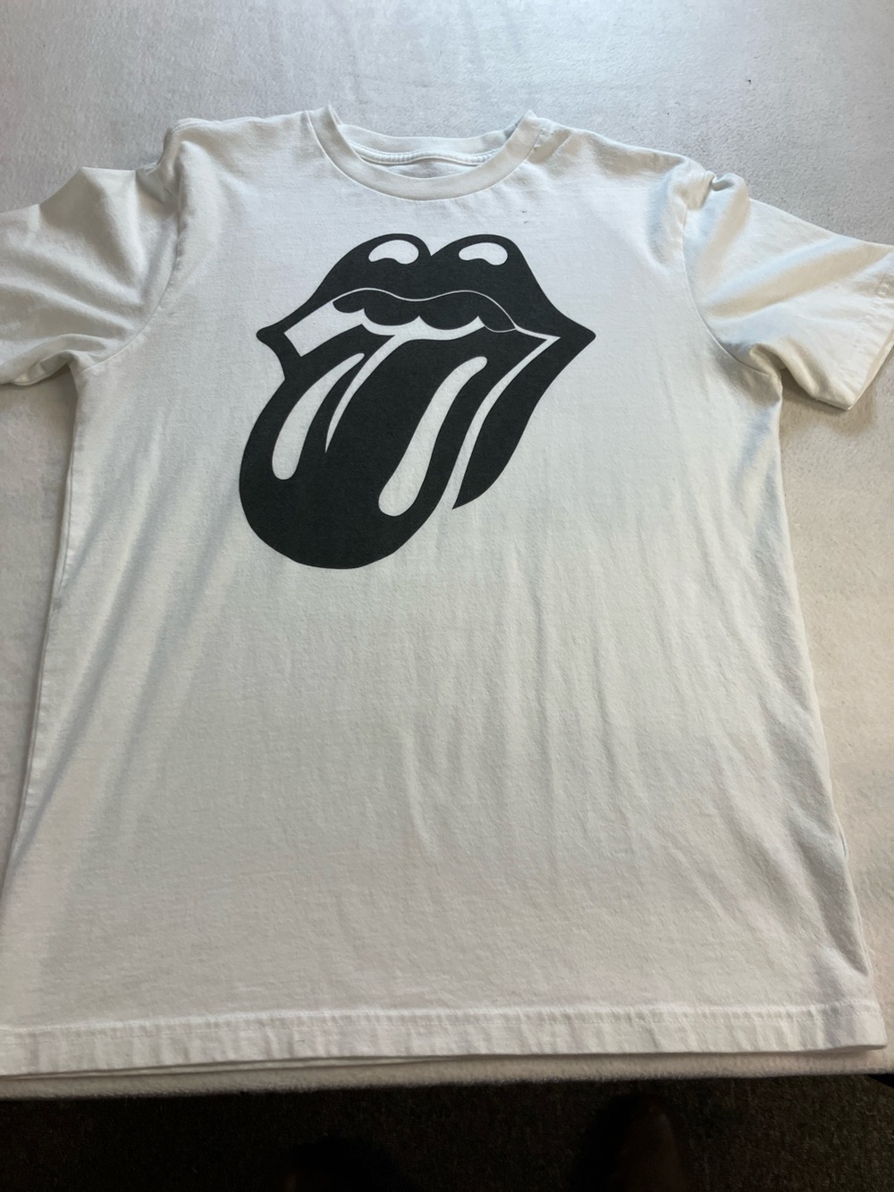 White Men’s Graphic Tee with Black Tongue Logo